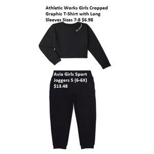 Athletic Works Girls Cropped T-Shirt & Avia Girls Sport Joggers